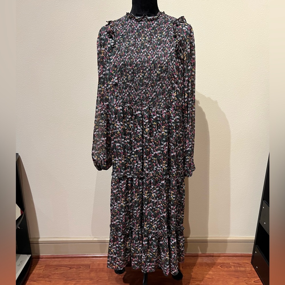 Draper James Multicolor Floral Long Sleeve Dress